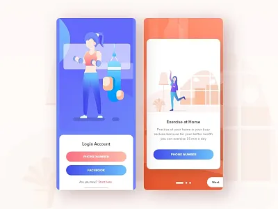 Fitness Apps login & On boarding Screen Design ecommerce exercise login login design login page login screen onboarding onboarding screen onboarding ui