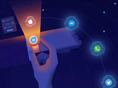 FreshChat Blog Cover apple apple business manager chat illustration message multiplechannel watch