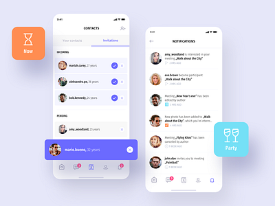 Heyway application - Clients and Notifications screens app design flat interface ios itcraft meet meet people mobile social social media ui ux