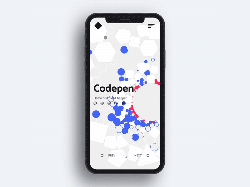 Particles Codepen animation appdesign attractor codepen collision development interaction interface iphonex javascript mobile nextcodepen particles plasm portfolio ui ux vue vuejs wip
