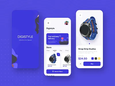 DigiStyle Ui Concept blue buy color concept dark blue design digistyle illustration mobile mobile ui store store app store design ui ui ux ui design uiux watch