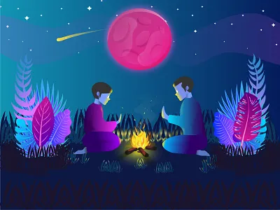 Bonfire art bonfire clean color concept creative design illustration illustration art simple