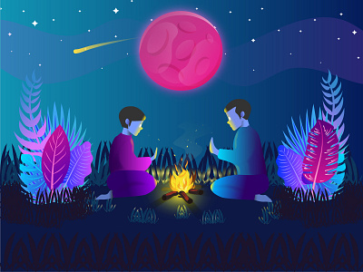 Bonfire art bonfire clean color concept creative design illustration illustration art simple