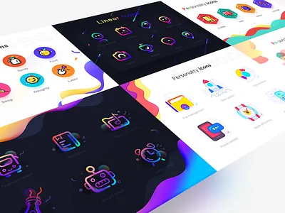 Colorful Icons app branding colour adventure design gradient icon illustration landscape logo scenery typography ui ux web flat