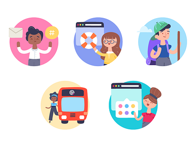 TW Spot Illustrations adventure app channel character color help site illustration spot teamwork tour