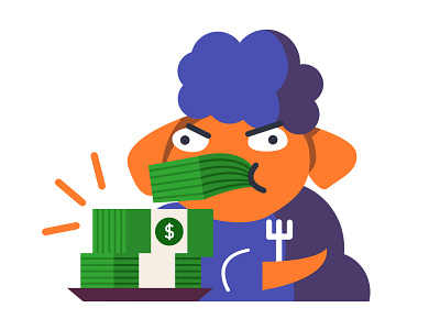 Hungry Sheep 6 cash design dollar eating flat food fork funny goofy illustration illustrator money munch payment photoshop sheep vector