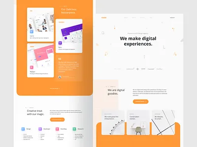 Plasma Digital Agency - Landing Page agency branding card clean creative digital form homepage landing page layout mobile orange portfolio simple studio ui user interfaces ux website white