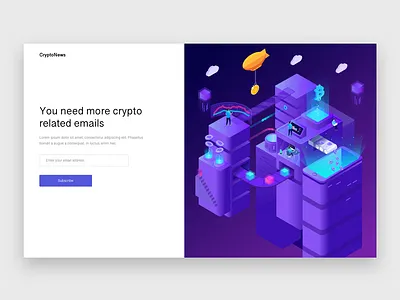Newsletter Signup blockchain blog branding concept crypto cryptocurrency design illustration landing page material minimal newsletter signup ui ux vector web design