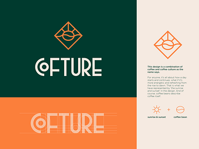 Cofture Logo bean branding coffee coffee bean coffee logo coffee shop culture day design identity logo logomark spg sun sunrise sunset symbol typo typography vector