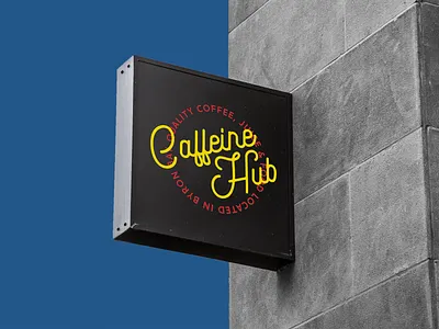 Caffeine Hub cafe caffeine coffee logo sign