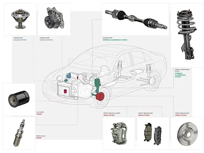 Car Parts Illustrations illustration lineart realistic technical vector