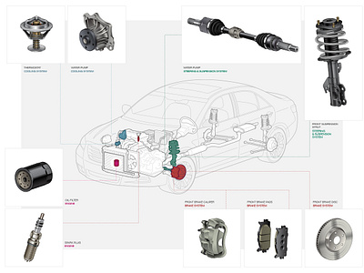 Car Parts Illustrations illustration lineart realistic technical vector