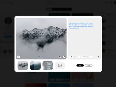 Add New Edit Post Image Instagram WEB REDESIGN light mode add add post branding design edit flat illustration instagram light logo minimal mode new post posts typography ui ux web website