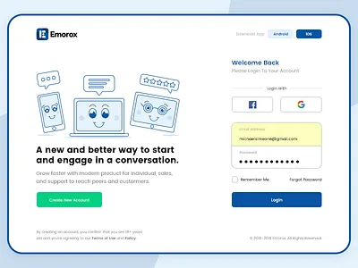 Login Page UI/UX Design android blue branding clean design flat icon identity illustraion ios login login form login page minimal typogaphy ui ux vector web website design