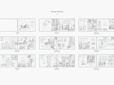 Dogfood Concept Sketches branding catalog dog dogfood illustration layout paper pencil process sketch sketches