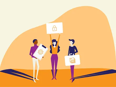 People Showing Off Features - Corporate Illustration Set 3/4 corporate dailyui digital icons illustration long shadow people slender