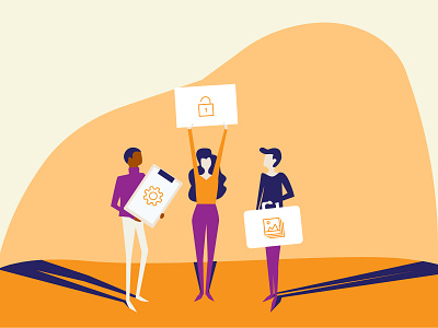 People Showing Off Features - Corporate Illustration Set 3/4 corporate dailyui digital icons illustration long shadow people slender