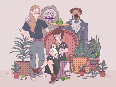 Family character cute design dog illustration vector