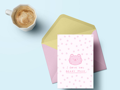 I love you beary much art bear cartoon cartoon character character colourful cute design doodle graphic design greeting cards illustration illustration art illustrator ilustracion ilustración love pink stationery design