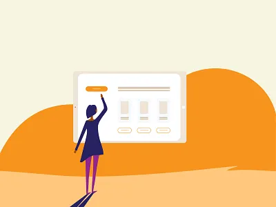 People Looking at the Dashboard - Corporate Illustration Set 2/4 corporate illustration device device illustration digital illustration figure illustration interface long shadow people person slender ui illustration