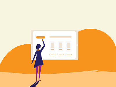 People Looking at the Dashboard - Corporate Illustration Set 2/4 corporate illustration device device illustration digital illustration figure illustration interface long shadow people person slender ui illustration