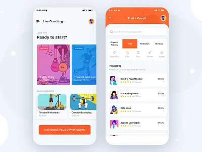 Fitness App app design app ui coach dietcian fitness gym healthcare meditation minimal trainer ux workouts yoga