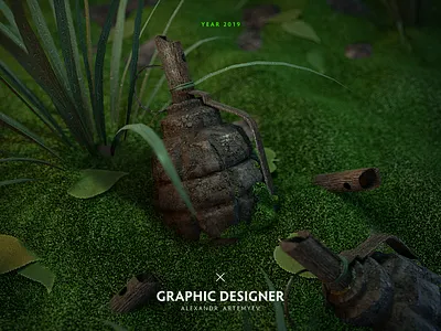 Grenade №2 3d black c4d cinema cinema4d composition daily design fashion forest grenade illustration octane photoshop render