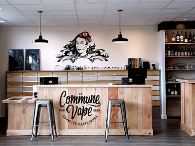 La Commune Vape bar brand decal deco decoration design indenty logo design shop wall