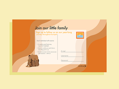 Daily UI Challenge Day 001: Sign Up challenge daily 100 challenge daily ui dailyui day001 design graphic design illustration illustrator minimal sign up signup travel ui vector web website