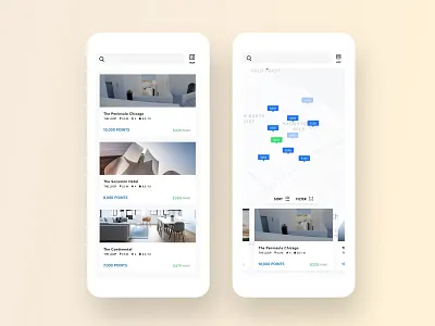 Rocketmiles UI app bookings chicago hotel ios mobile travel ui