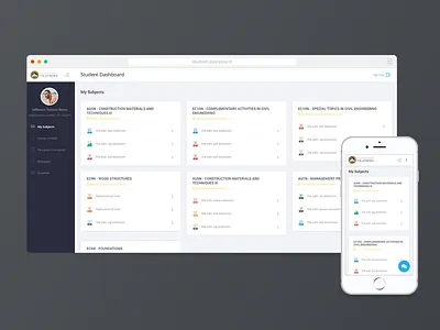 University Dashboard card design cards dashboard design mobile mobile app ui