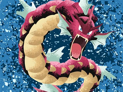 Gyarados art black conceptual dragon flying gyarados illustration love magikard magikarp pokemon pokemon go red shading stipple vector water