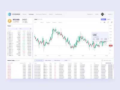 Streamex Exchange app chart clean crypto cryptocurrency dashboad design stats ui web white