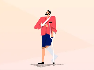 Recovery broken leg character character art character concept characterdesign color design flat gradient icon illustration recovery texture vector wound