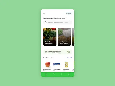 Grocery Storefront green grocery minimal mobile app mobile ui storefront ui ui design ux