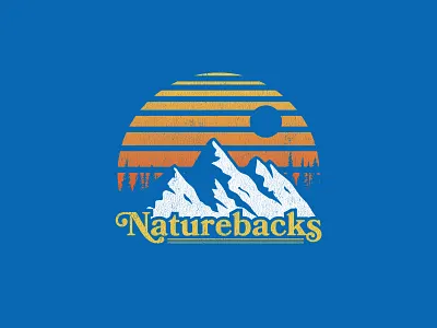 Retro gradient icon illustration illustrator logo minimal mountain nature retro sun texture typography vector vintage