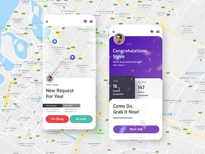 Driver App app app design button concept congratulations delivery design design system driver app dubai food graphics guidelines icon interface mobile module pizza ui ux