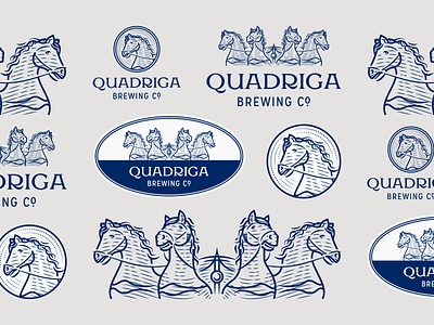 Quadriga Brewing Co. badge beer branding brewing brewing company craft beer engraving etching graphic design horse icon illustration illustrator line art logo peter voth design quadriga vector