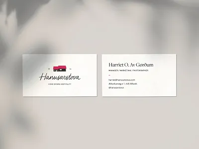 Hanusarstova Business Cards branding business card business cards business logo farm farmhouse hand lettering handdrawn type handlettering handwriting handwritten home hospitality house identity logo