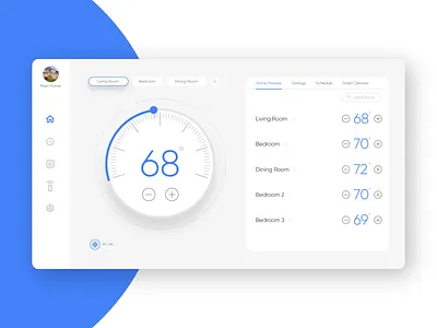 Daily UI #7 - Dashboard blue dailyui dashboard interface minimal smarthome temperature thermostat ui uidesign ux uxdesign
