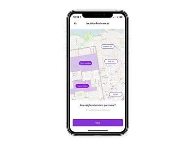 Neighborhoods in Quiz flow map neighborhood neighborhoods quiz ui