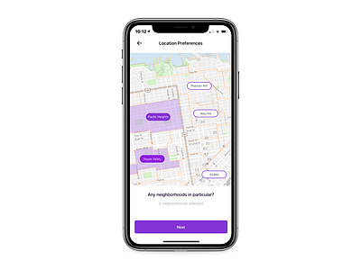 Neighborhoods in Quiz flow map neighborhood neighborhoods quiz ui