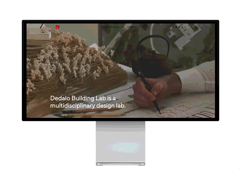 Dedalo Building Lab Homepage architecture background video brand branding custom engineering light outline parallax studio typography uncode web web design website