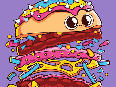 Munchy Burger burger cute design food illustration poster sandwich