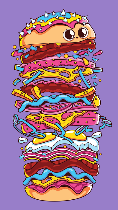 Munchy Burger burger cute design food illustration poster sandwich
