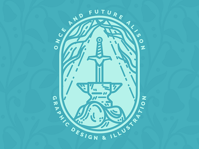 Sword in the Stone Badge - Personal Branding badge branding illustration king arthur logo personal brand sword sword in the stone vector work in progress