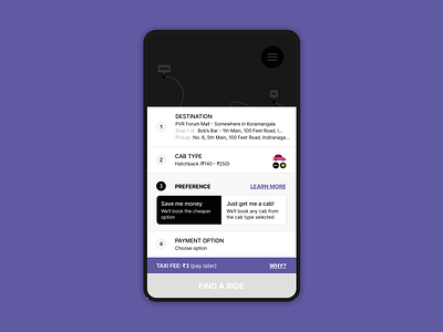 Ride Aggregator - Ride Preference Option aggregator booking flow hail ola picker picker ui ride aggregator selection selectors taxi aggregator toggle toggle option toggle switch uber visual picker