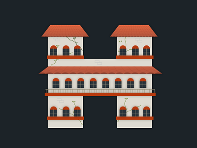 H 36daysoftype 36daysoftype h 36daysoftype h 3d art balcony brick design h h letter house illustration letter letter h lettering typography window
