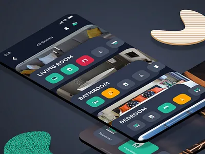 Rooms Smart Home Application app bathroom design icon living room smart house smarthome smartphone ui ux vector