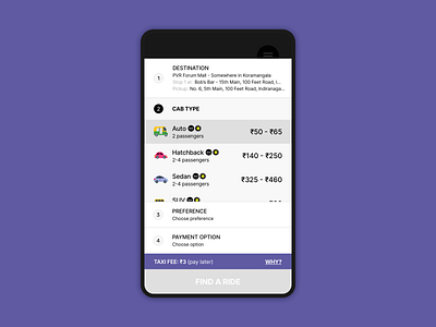 Ride Aggregator - Aggregate By Vehicle Type accordion accordion selection aggregator booking flow cab booking dropdown hail ola selector taxi aggregator uber